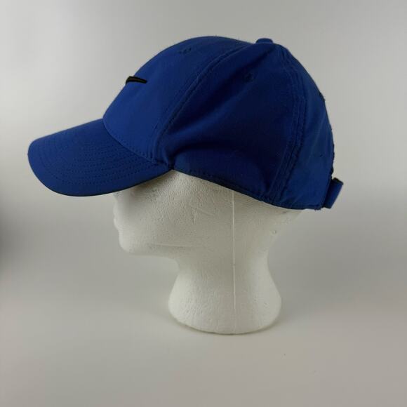 Nike Dri-Fit Baseball Hat Men's M / L Club Cap Blue Adjustable Black Swoosh - Picture 4 of 8